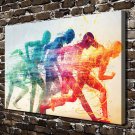 Color Running Men  20x16 inch FRAMED CANVAS PRINT