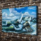 The sea surges  20x16 inch FRAMED CANVAS PRINT