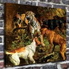 Fierce animals  20x16 inch FRAMED CANVAS PRINT
