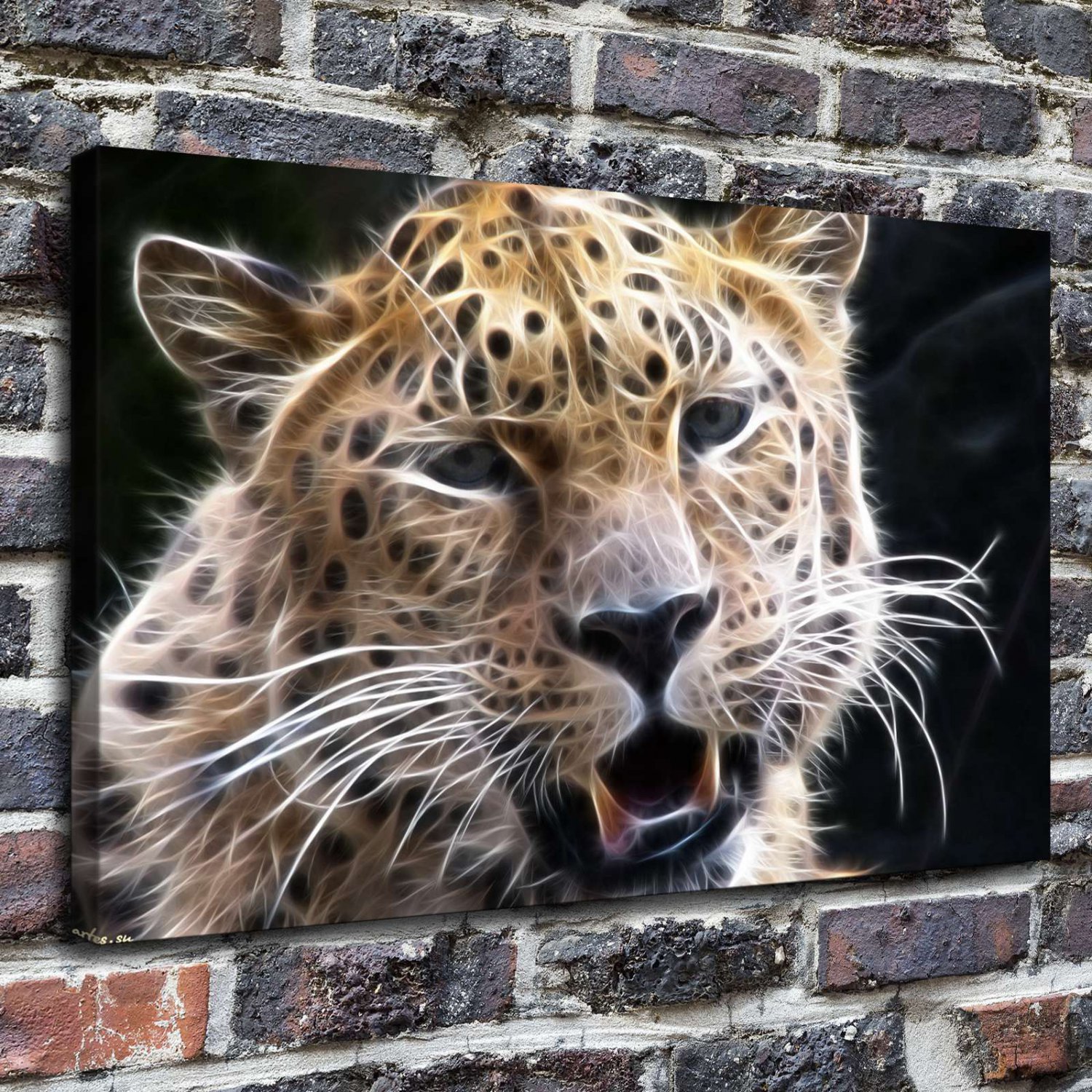 Roaring leopard Painting  20x16 inch FRAMED CANVAS PRINT