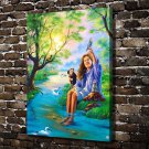 Curl woman  20x16 inch FRAMED CANVAS PRINT