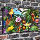 Jungle parrots  20x16 inch FRAMED CANVAS PRINT