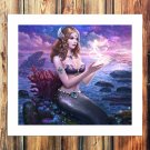Lovely mermaid pretty  20x16 inch FRAMED CANVAS PRINT