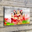 Santa Christmas Girls  20x16 inch FRAMED CANVAS PRINT
