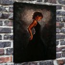 Black dress woman Decor  20x16 inch FRAMED CANVAS PRINT