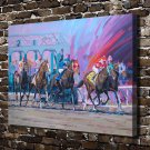 Horse racing  20x16 inch FRAMED CANVAS PRINT