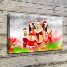 Santa Christmas Girls  20x16 inch FRAMED CANVAS PRINT