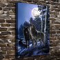 Moonlight Sonata Wolf Animal Decor  20x16 inch FRAMED CANVAS PRINT