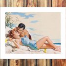 Beach lovers  20x16 inch FRAMED CANVAS PRINT