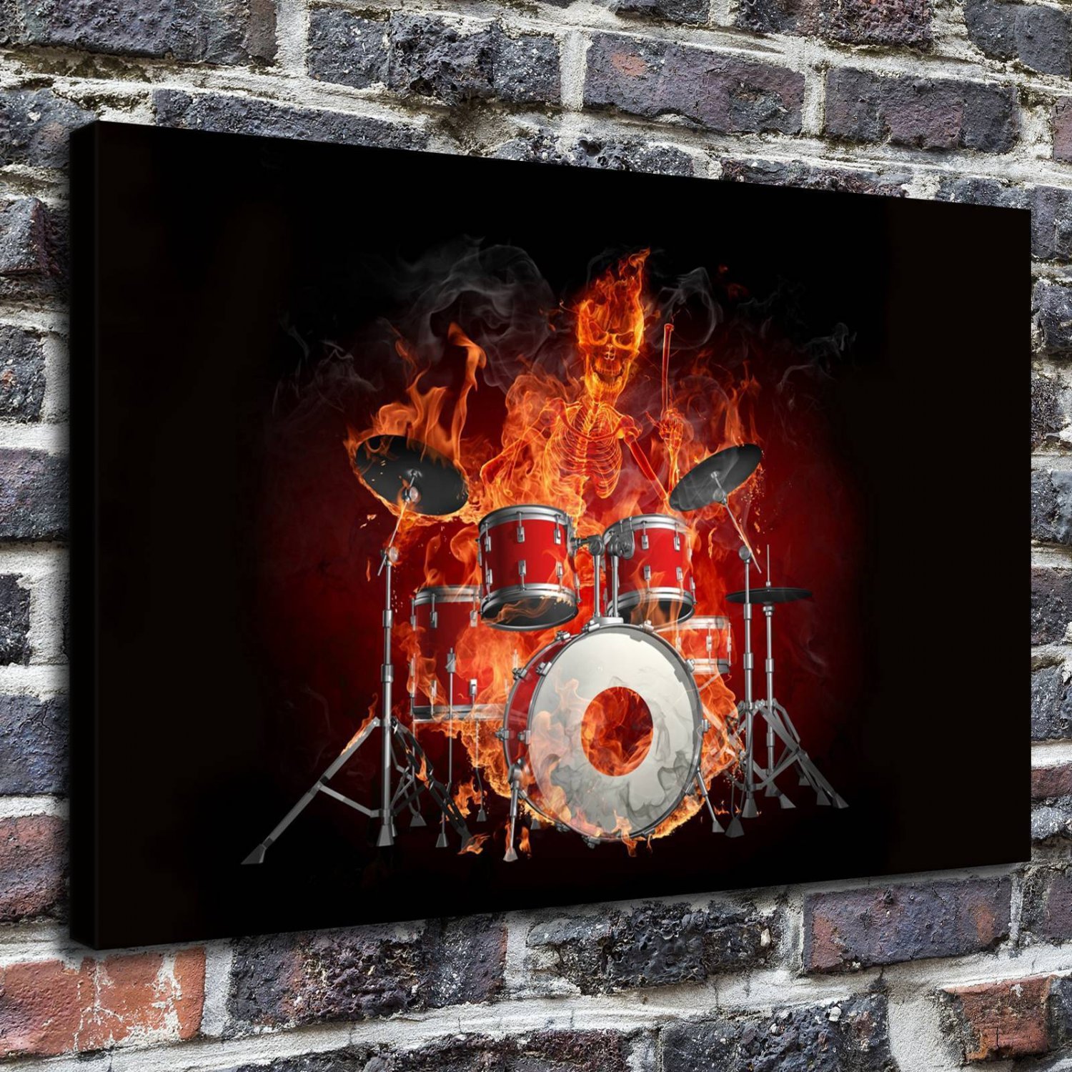 Fire Drummer  20x16 inch FRAMED CANVAS PRINT