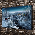 Scenery Christmas town  20x16 inch FRAMED CANVAS PRINT