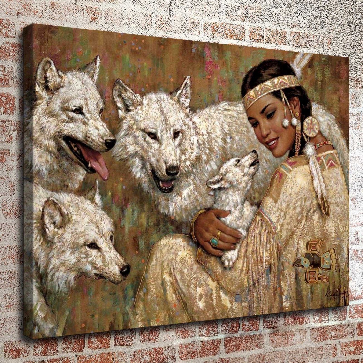 Native American  20x16 inch FRAMED CANVAS PRINT