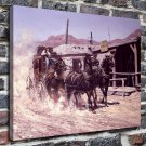 Western stagecoach  20x16 inch FRAMED CANVAS PRINT