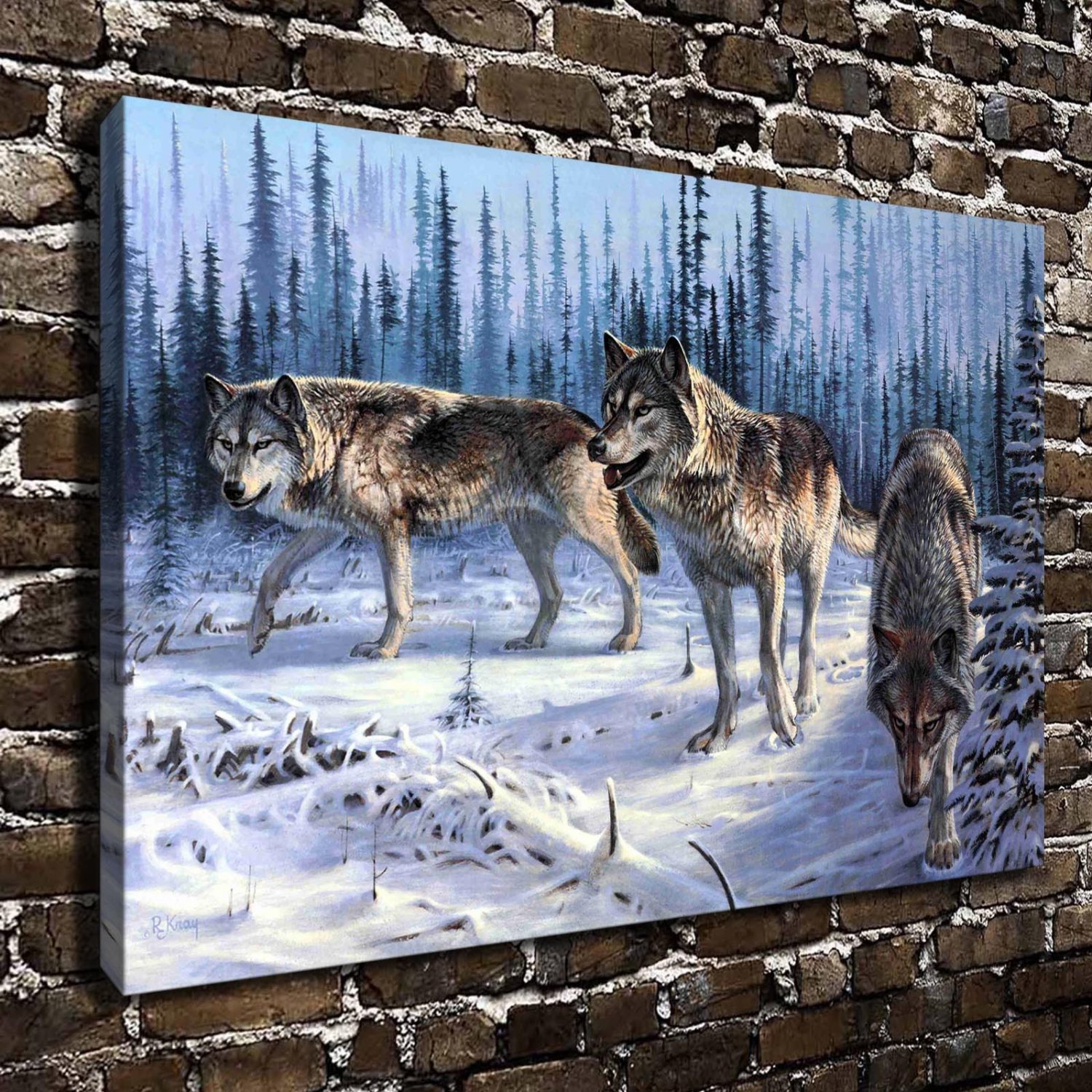 Wilderness Spirits Wolf Animal  20x16 inch FRAMED CANVAS PRINT