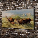 Indian Buffalo Chase  20x16 inch FRAMED CANVAS PRINT