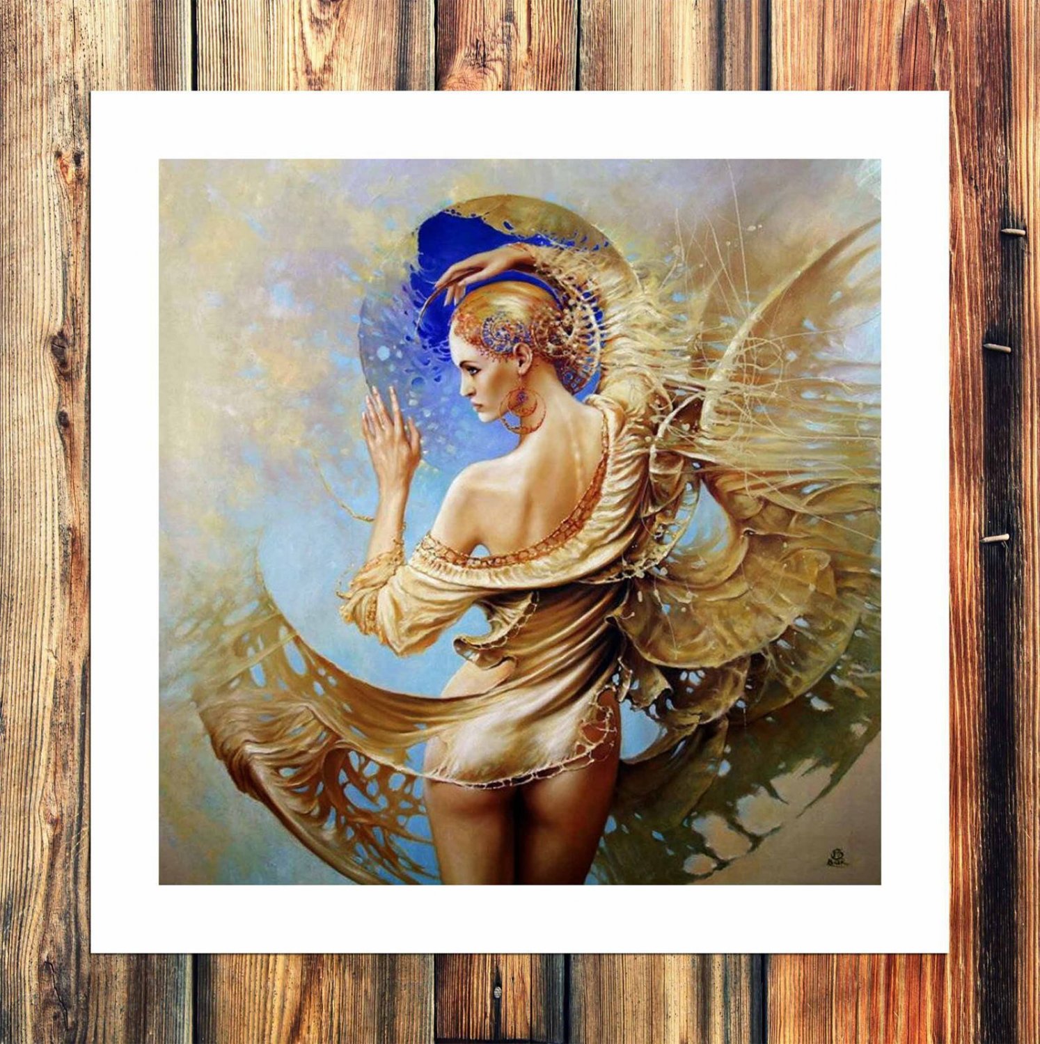 Yellow figure  20x16 inch FRAMED CANVAS PRINT