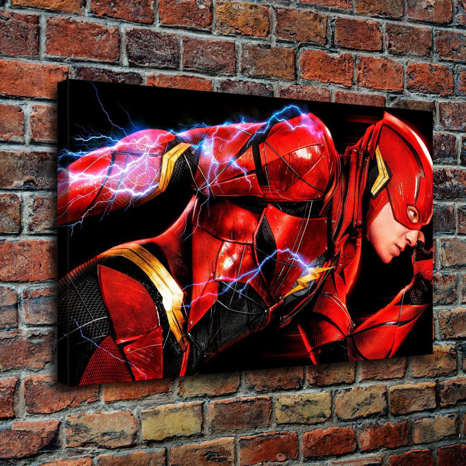 Flash Justice League Superheroe  20x16 inch FRAMED CANVAS PRINT
