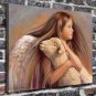 Angel with Lamb 20x16 inch FRAMED CANVAS PRINT