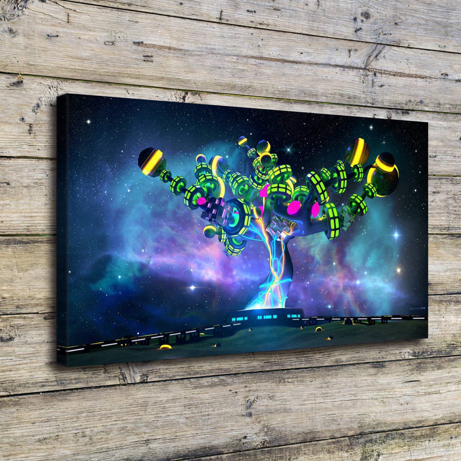 Abstract technology tree  20x16 inch FRAMED CANVAS PRINT
