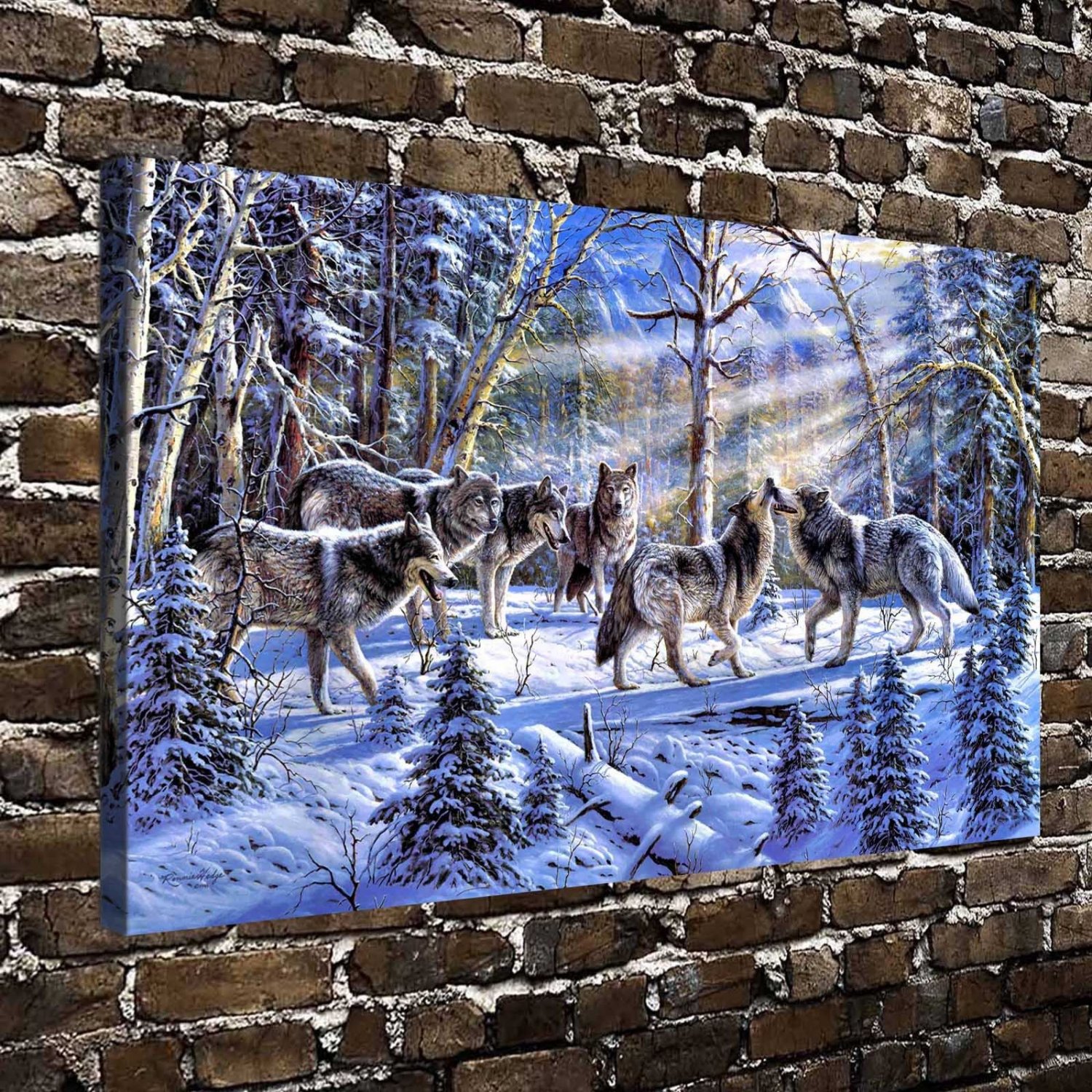Kindred Spirits Wolf  20x16 inch FRAMED CANVAS PRINT