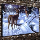 Moon Shadows Deer  20x16 inch FRAMED CANVAS PRINT