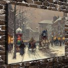 Winter scene in Paris  20x16 inch FRAMED CANVAS PRINT