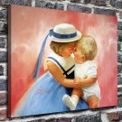 Kiss baby  20x16 inch FRAMED CANVAS PRINT