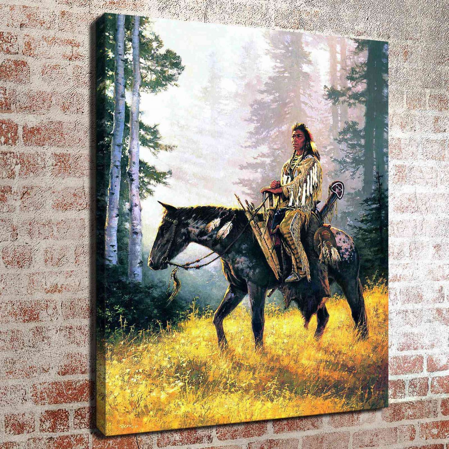 Native American Peacemaker  20x16 inch FRAMED CANVAS PRINT