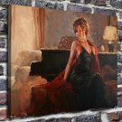 Black skirt woman  20x16 inch FRAMED CANVAS PRINT