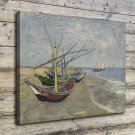 Fishing Boats Beach at Saintes  20x16 inch FRAMED CANVAS PRINT