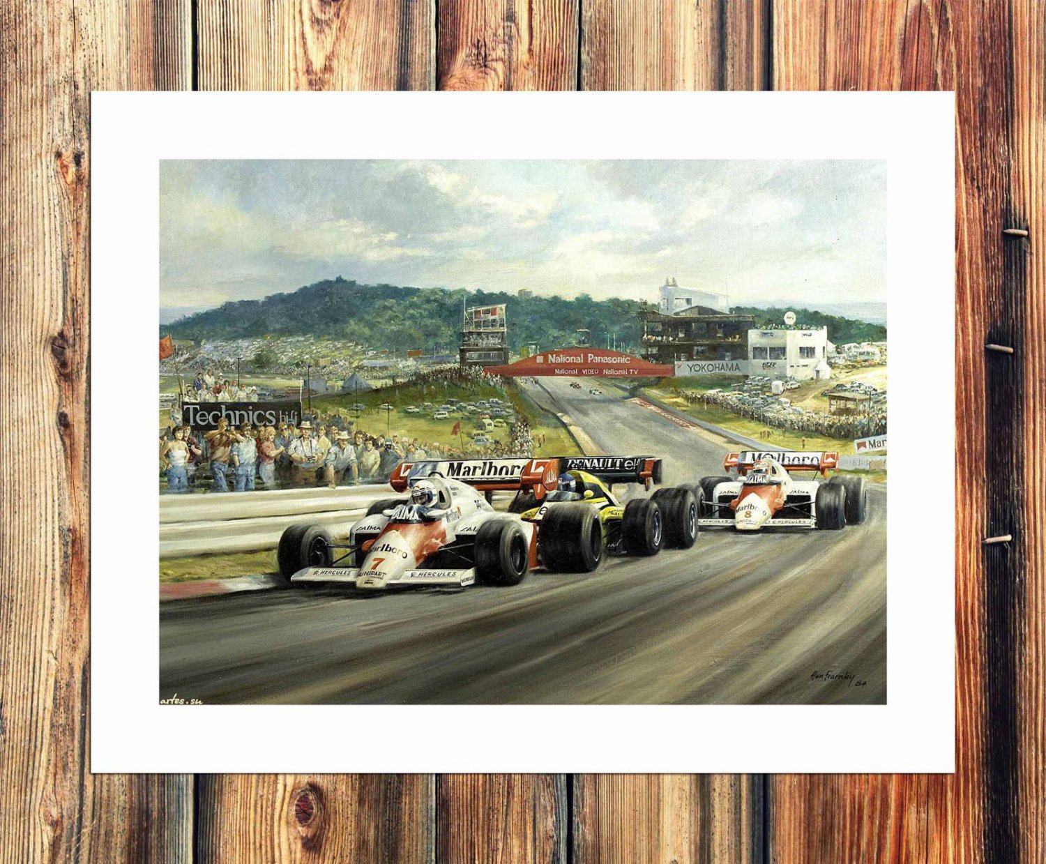The red car Paintings  20x16 inch FRAMED CANVAS PRINT