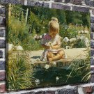 Girls and flowers Paintings  20x16 inch FRAMED CANVAS PRINT