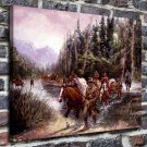 Crossing the River Paintings  20x16 inch FRAMED CANVAS PRINT