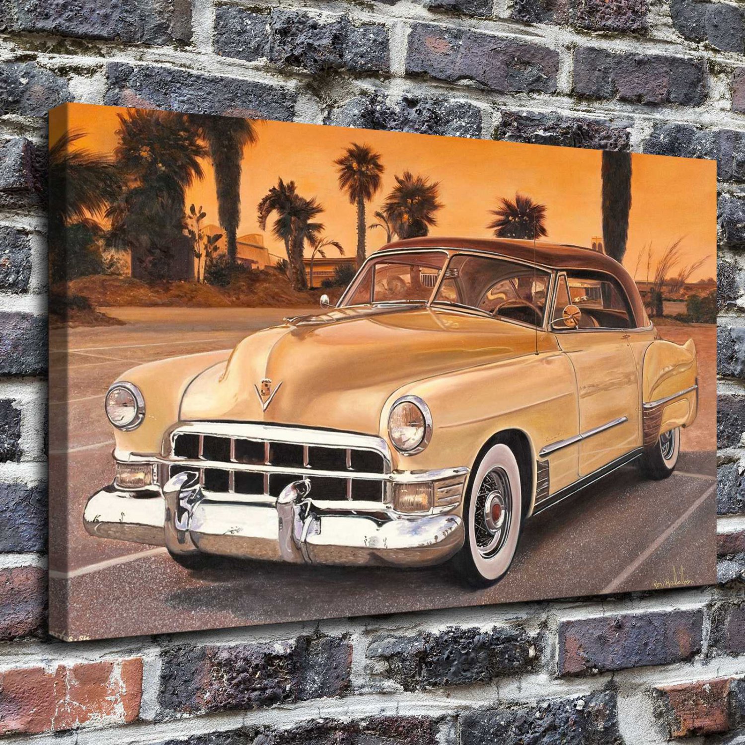 Classic Cadillac  20x16 inch FRAMED CANVAS PRINT