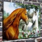 Horses meeting Animal  20x16 inch FRAMED CANVAS PRINT