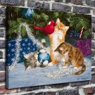 The world of the cat  20x16 inch FRAMED CANVAS PRINT