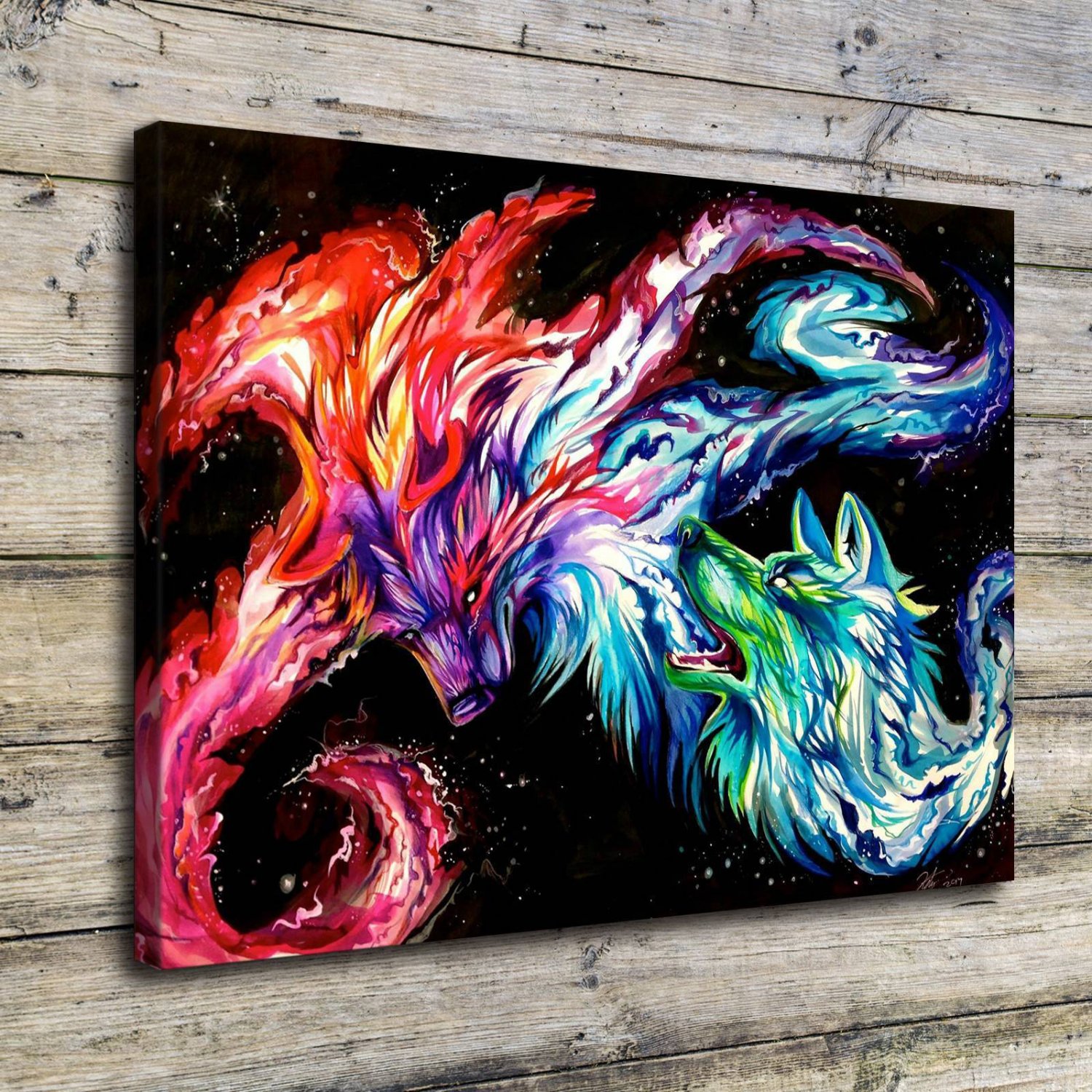 Abstract the Wolf  20x16 inch FRAMED CANVAS PRINT