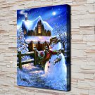 A Snowball Fight  20x16 inch FRAMED CANVAS PRINT