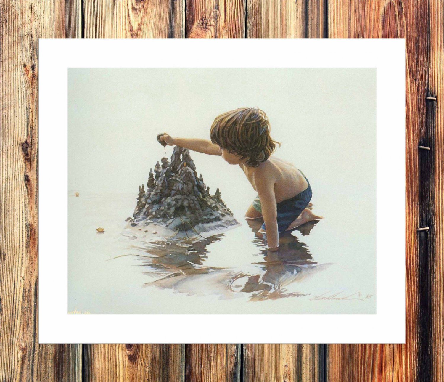 Kids Sand Castle  20x16 inch FRAMED CANVAS PRINT