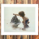 Kids Sand Castle  20x16 inch FRAMED CANVAS PRINT