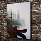 Red boat Bear Animal  20x16 inch FRAMED CANVAS PRINT