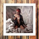Bed woman  20x16 inch FRAMED CANVAS PRINT