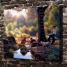 Happy Children Figure  20x16 inch FRAMED CANVAS PRINT