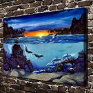 Paradise Bay Sea world  20x16 inch FRAMED CANVAS PRINT