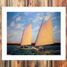 Sailboats, betting  20x16 inch FRAMED CANVAS PRINT