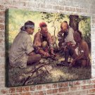 Native American lunch Paintings  20x16 inch FRAMED CANVAS PRINT
