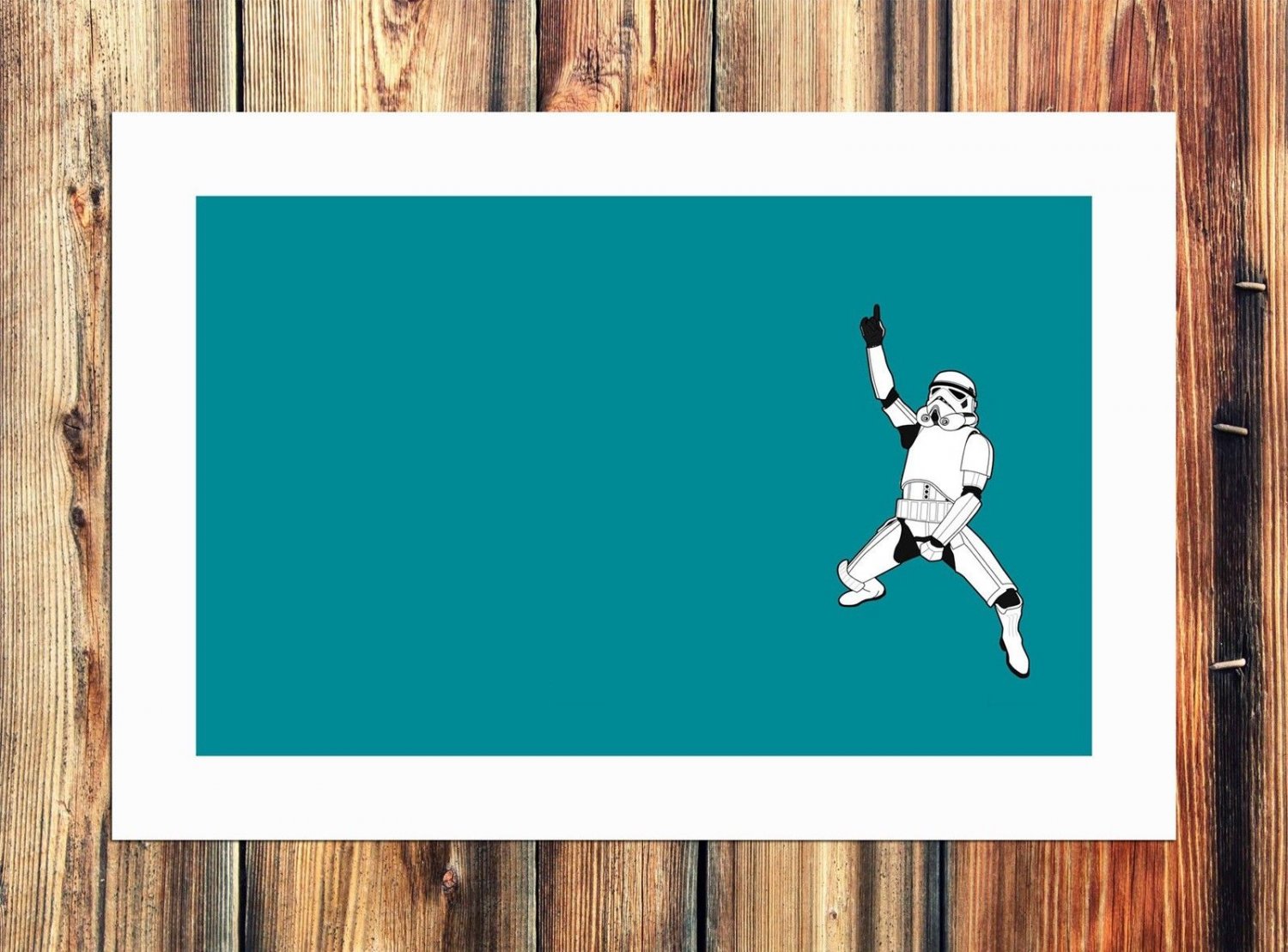 Storm trooper attack  20x16 inch FRAMED CANVAS PRINT