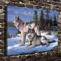 Watchful Pause Wolf Animal Painting 20x16 inch FRAMED CANVAS PRINT