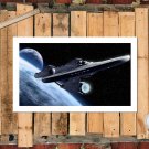 Spaceship Battleshi Painting  20x16 inch FRAMED CANVAS PRINT