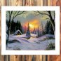 Winter evening, snow Paintings  20x16 inch FRAMED CANVAS PRINT